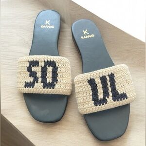 NWT KAANAS Tesia Slide Sandals - Navy - Size 10